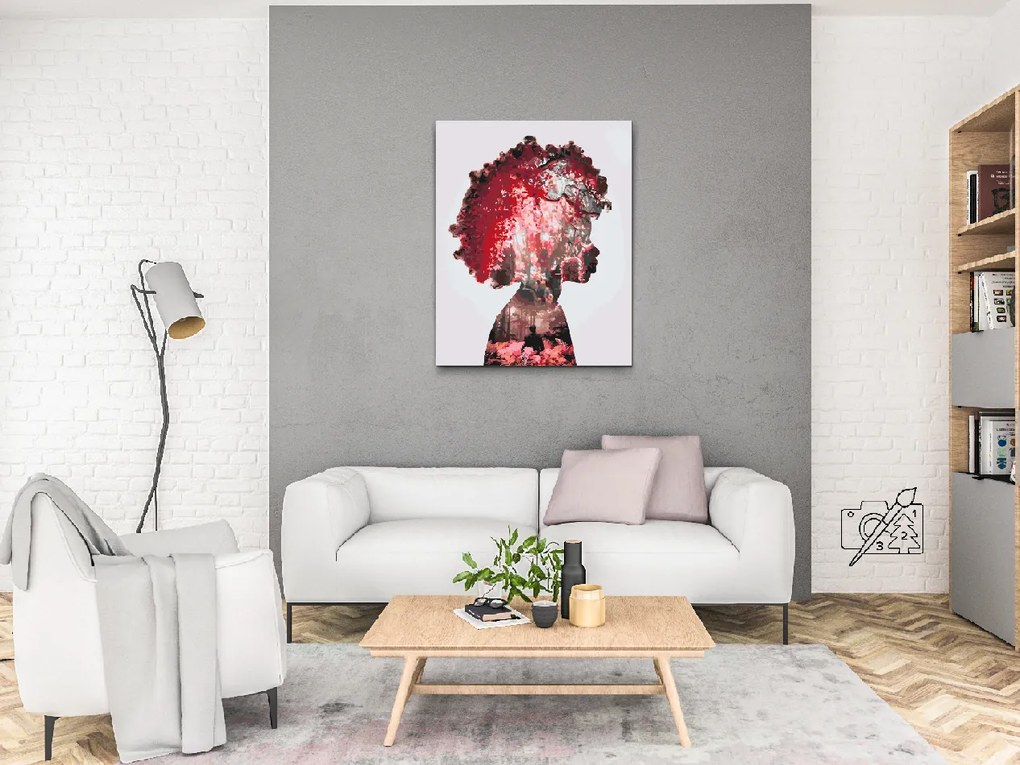 Gario Maľovanie podľa čísel Dievča, les, muž, papradie Rozmery: 80 x 100 cm, Rámovanie: S vnútorným rámom