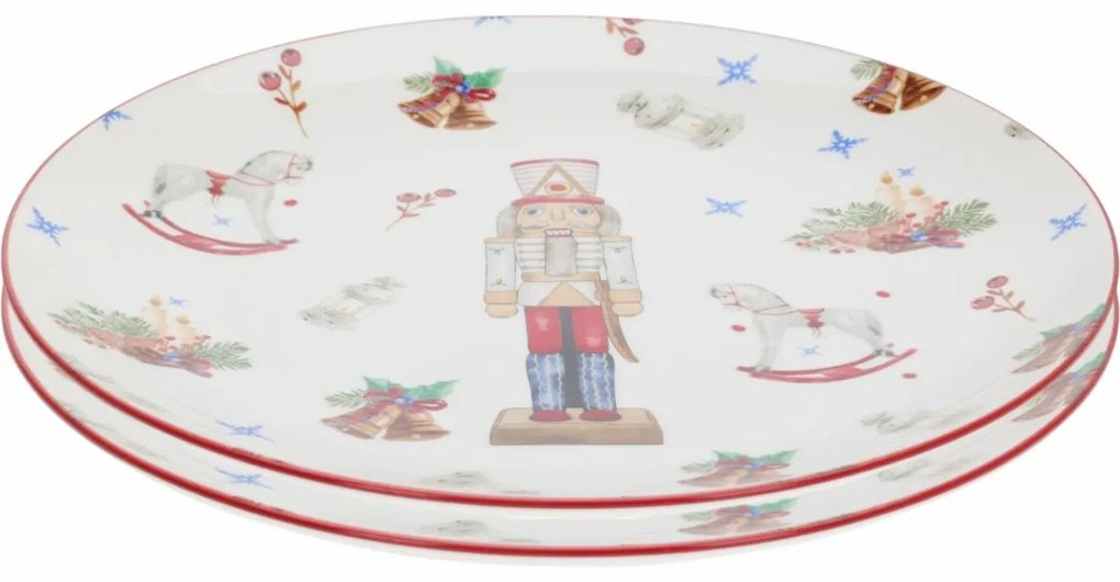 Súprava 2 porcelánových plytkých tanierov Luskáčik 27 cm