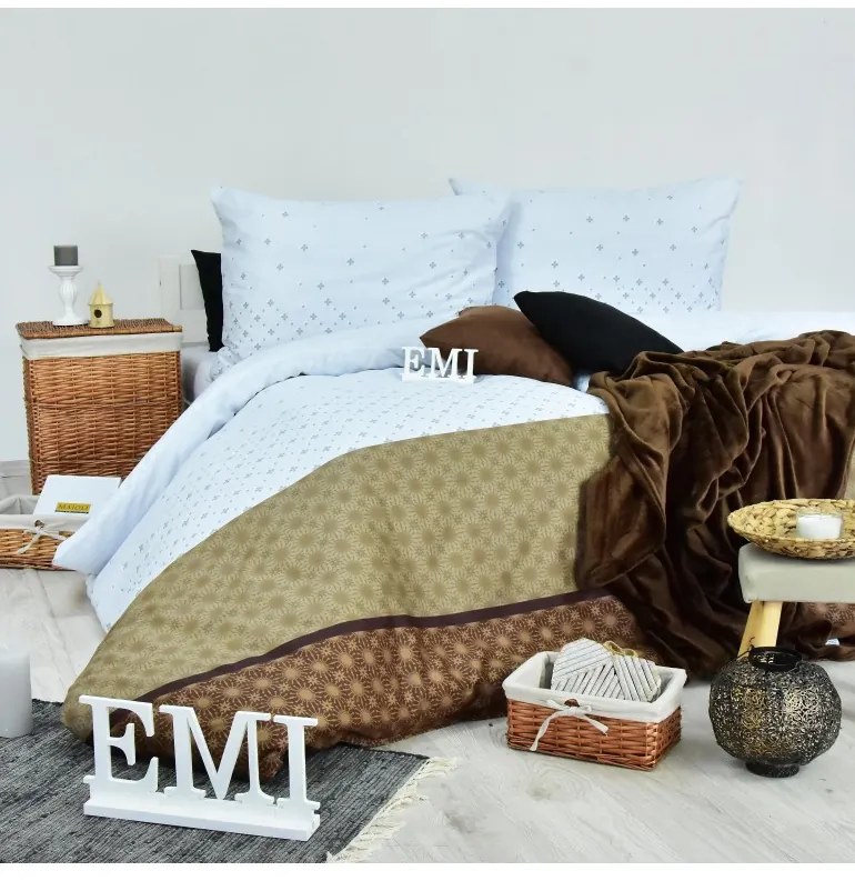 Obliečky Star satén sivo-hnedé EMI, Štandardný set jednolôžko obsahuje 1x 140x200 + 1x 70x90