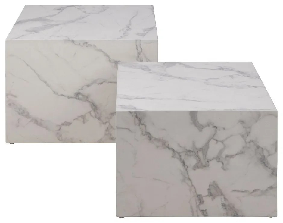 Biele konferenčné stolíky v dekore mramoru v súprave 2 ks 58x58 cm Dice – Actona