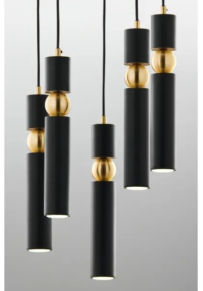 Jupiter 2014 - Luster na lanku ALAS 5xGU10/10W/230V čierna/zlatá