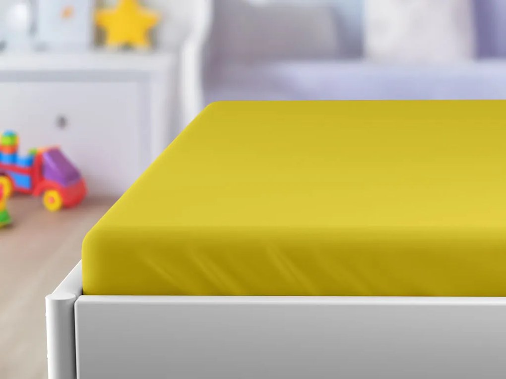 Jersey plachta do detskej postieľky žltá 60x120 cm