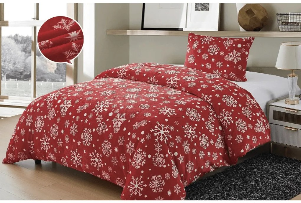 Obliečky z mikroplyšu SNOWFALL VELVET červené Rozmer obliečky: 70 x 90 cm | 140 x 200 cm