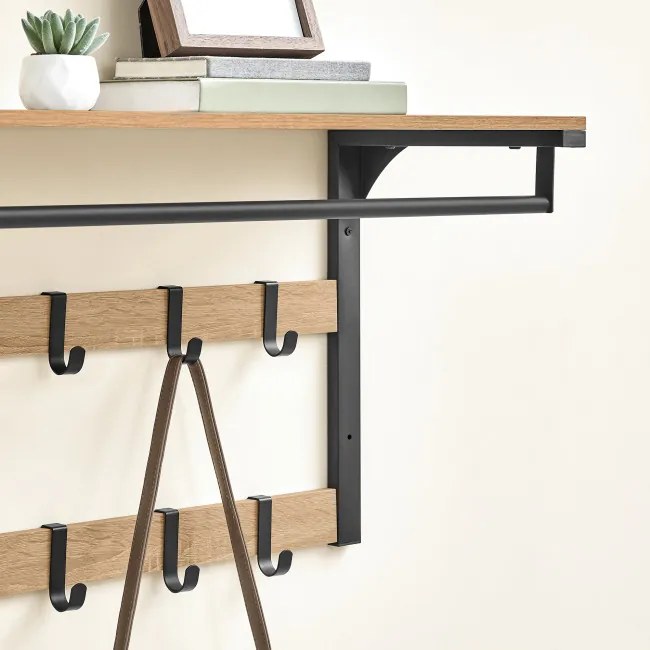 Nástenný vešiak s poličkou OSKAR LCR101B11 čierny / hnedý