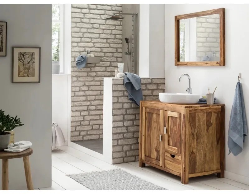 furniture-nabytek.cz - Masívna umývadlová skrinka Lagos z palisandrového dreva, lakovaná, hnedá