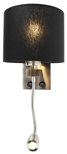 Moderná nástenná lampa oceľ s čiernym tienidlom - Brescia