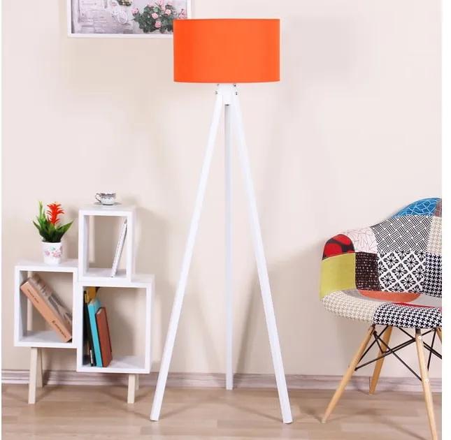 Biela voľne stojacia lampa s oranžovým tienidlom Kate Louise Beyaz