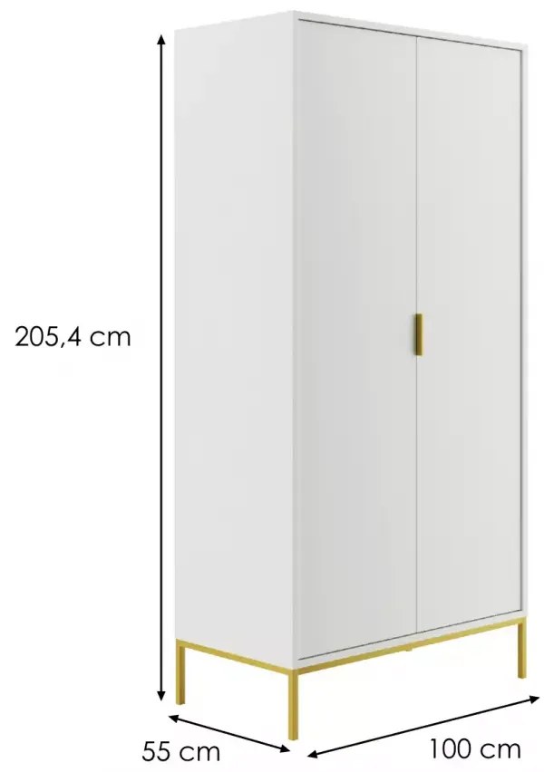 Šatníková skriňa Austin 100 cm biela/zlatá
