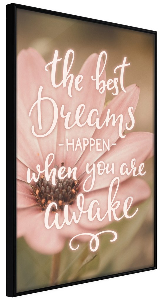 Artgeist Plagát - The Best Dreams Happen When You Are Awake [Poster] Veľkosť: 20x30, Verzia: Zlatý rám s passe-partout