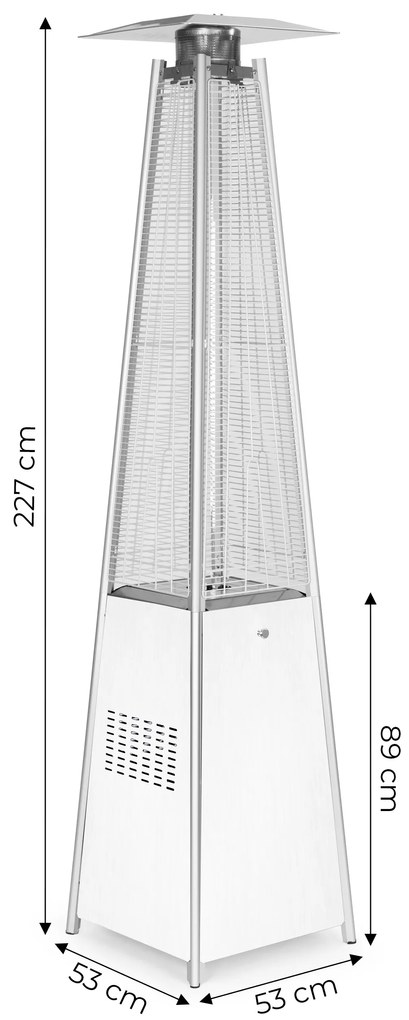 MultiGarden Vonkajší plynový ohrievač 13 kW strieborné sklo MultiGarden