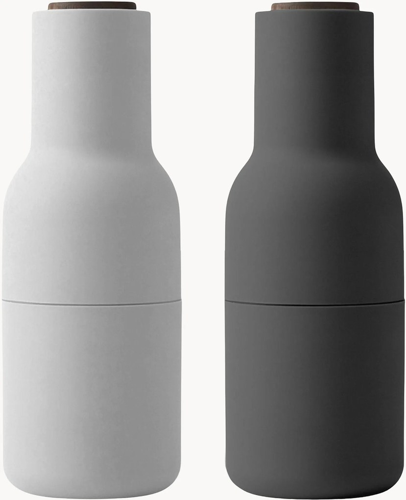 Mlynčeky na soľ a korenie Bottle Grinder's viečkami z orechového dreva, 2 ks