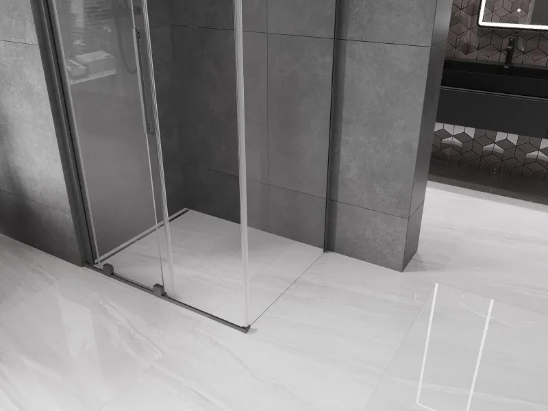 Mexen Velar, sprchový kút s posuvnými dverami 130 x 90 cm, 8mm číre sklo, brúsený grafit, 871-130-090-01-95