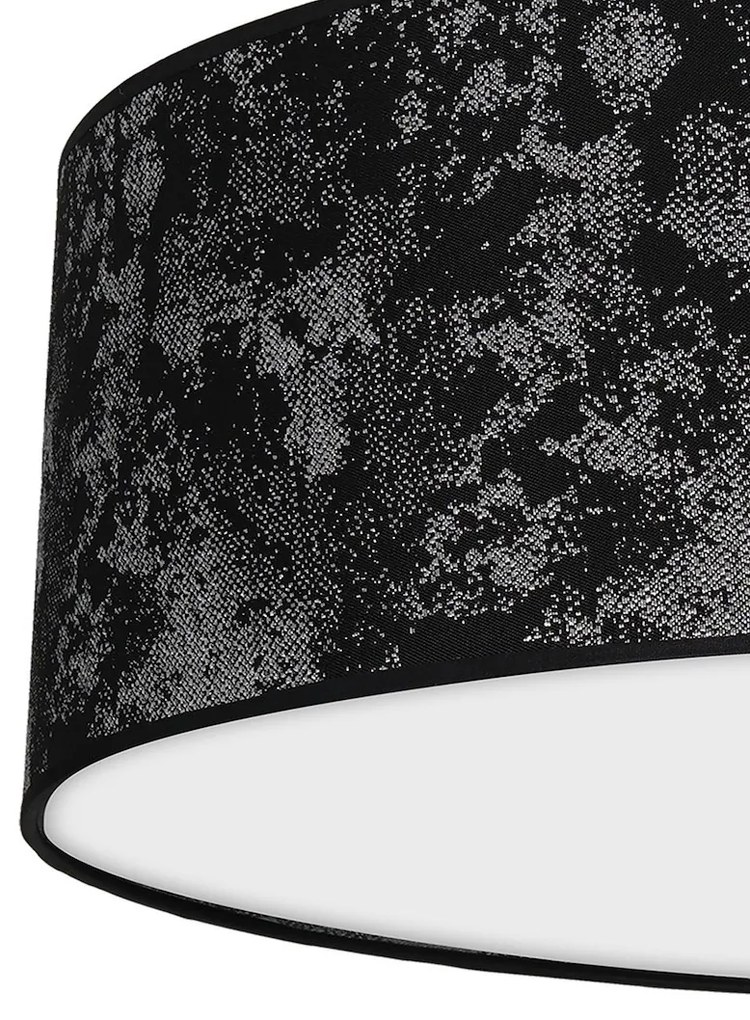 EUlight Stropné svietidlo Satino Round, 1x čierne/strieborné textilné tienidlo, (biele plexisklo), (fi 60 cm)