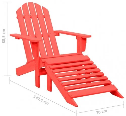 vidaXL Záhradná stolička Adirondack s otomanom jedľový masív červená-