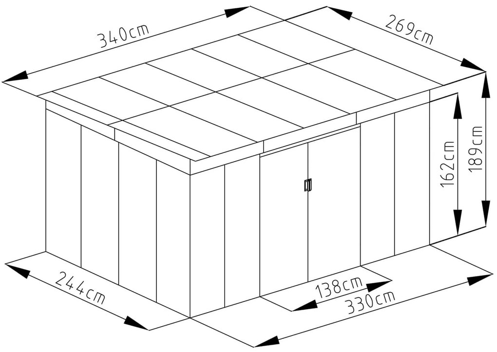 Záhradný domček G21 GRAH 915 - 340 x 269 cm, antracitový