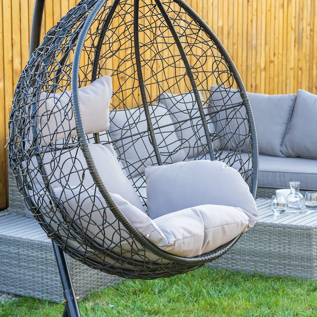 Závesné hojdacie kreslo Ibiza - čierna / sivá
