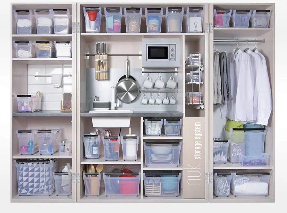 Prosperplast Úložný box, úzky s madlom, systémový NUK, 38x38x26 cm, 29 l