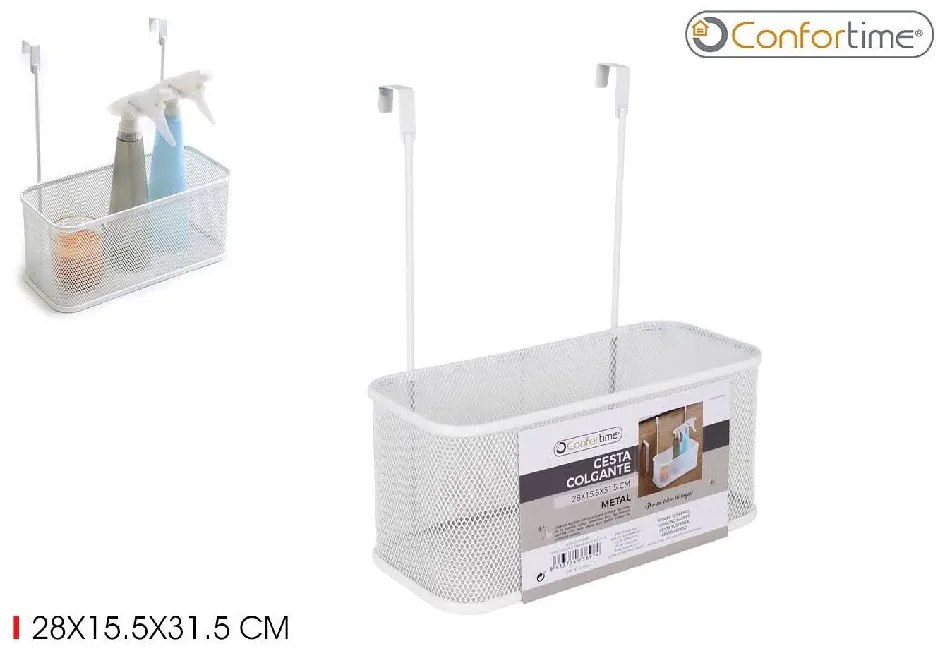 CONFORTIME Závesný košík, organizér na zavesenie na dvierka, kovový, biely COLGANTE