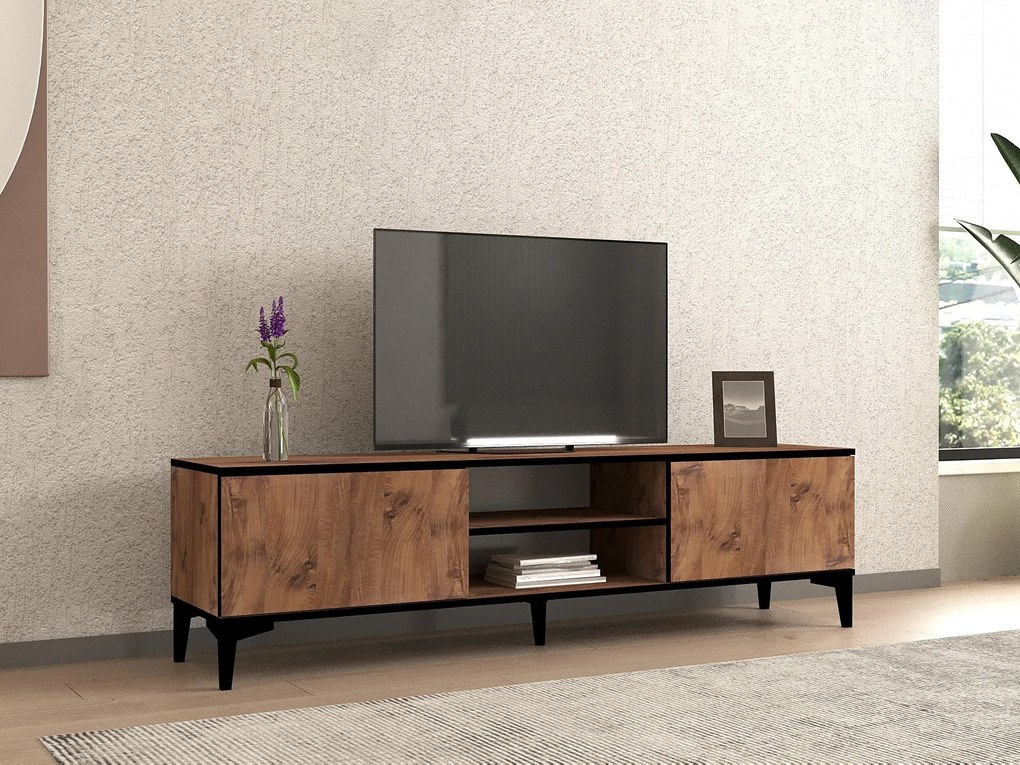 TV stolík/skrinka Sumapi (borovica atlantická + čierna) . Akcia -22%. Vlastná spoľahlivá doprava až k Vám domov. 1095214