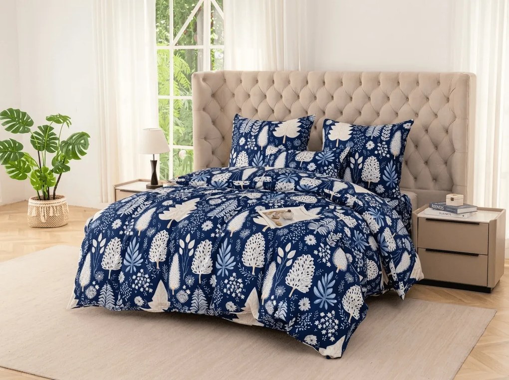 Obliečky z mikrovlákna INDIGO BLOOM modré Rozmer obliečky: 2 ks 70 x 90 cm | 200 x 220 cm