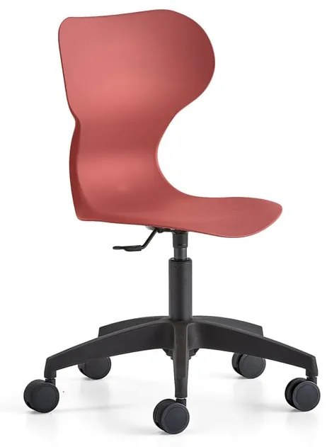 Stolička BRIAN, výškovo nastaviteľná, s kolieskami, červená