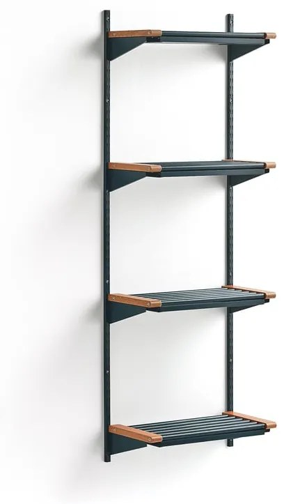Regál na topánky JEPPE so 4 policami, základná sekcia, 1790x600x310 mm, modrá/dub