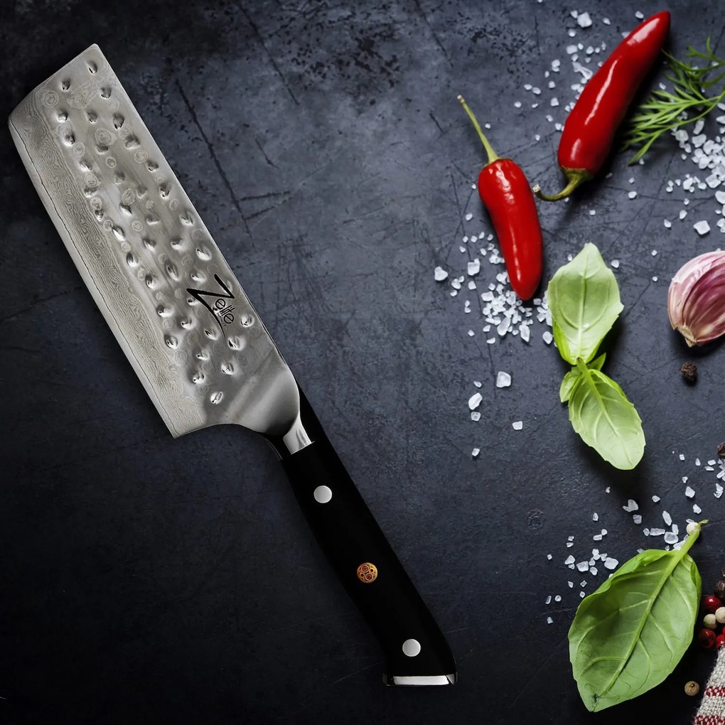 Zelite Infinity by Klarstein Alpha-Royal Japanese Series, 6" kuchársky nôž nakiri, damašková oceľ