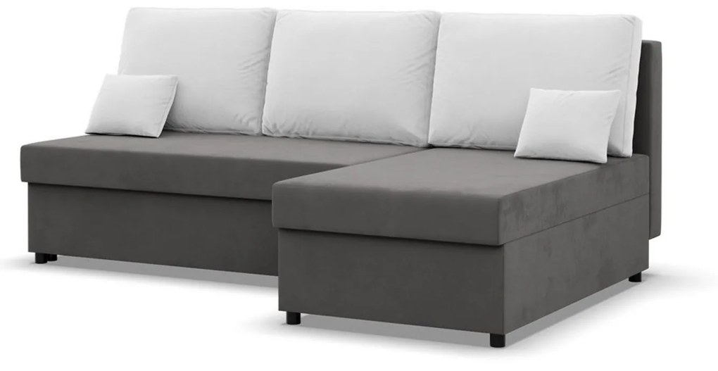 Rohová rozkladacia sedacia súprava DELI Sivá/biela