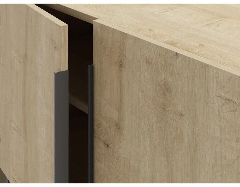 Nízka komoda v dekore duba v prírodnej farbe 150x80 cm Titan – Marckeric