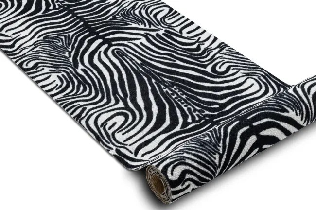Protišmykový behúň DIGITAL zebra, biely / čierny