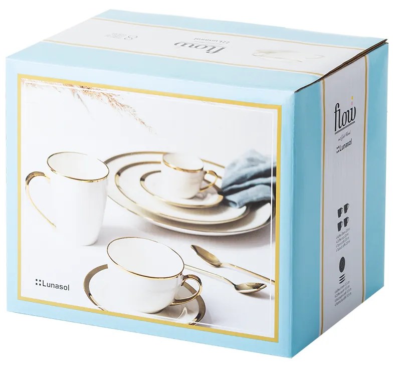 Kávový set so zlatým lemom 8 ks – Flow - 492543