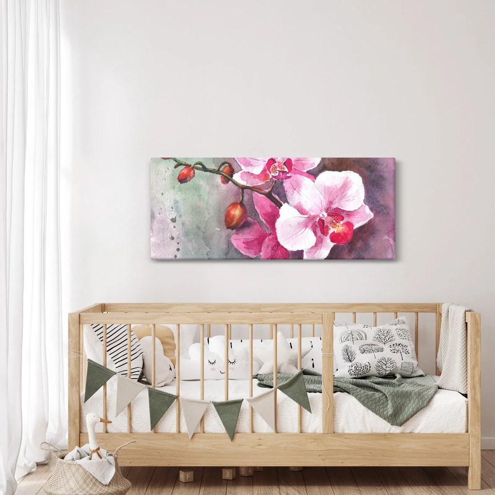 Obraz - Orchidey, aquarel (120x50 cm)