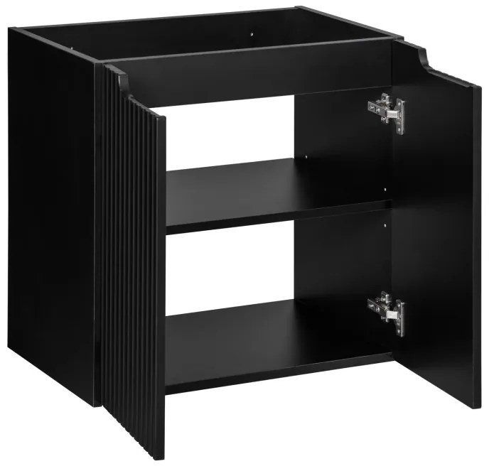 Kúpeľňová zostava Nova Black Beyond 5 so skrinkami a umývadlami čierna/dub evoke