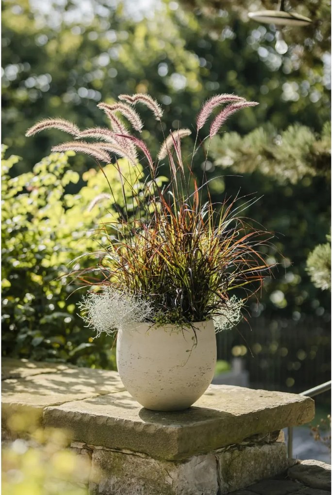 Moderný kvetináč RAFIOT, sklolaminát, výška 35 cm, béžový