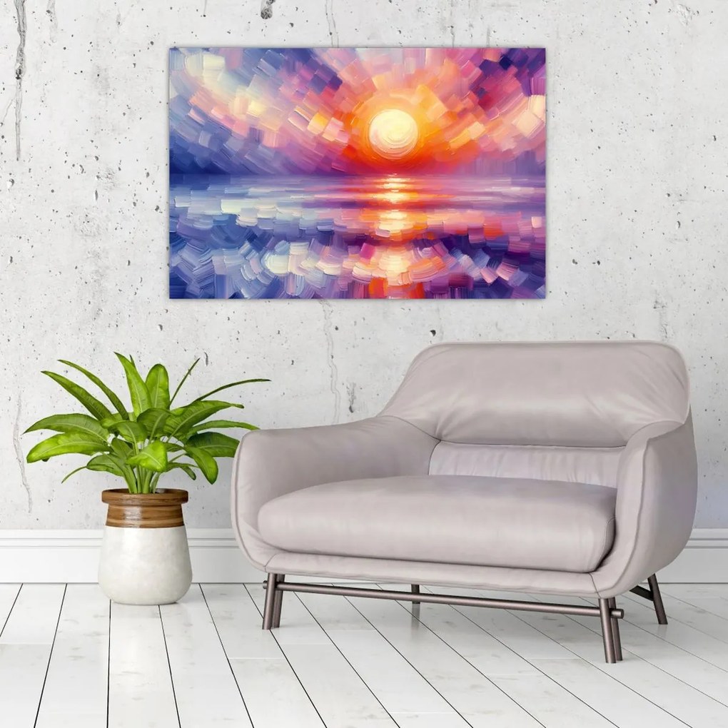 Obraz - Farebný umelecký západ slnka (90x60 cm)