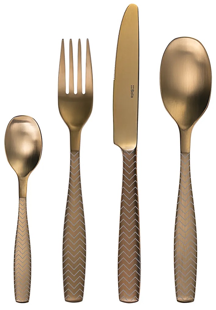 Príborový set 24 ks - Gaya All Satin zlatý - Chevron - 128499
