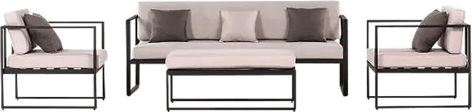 Sensum Skepparholmen Sada lounge nábytku, 4 ks, hliník, čierna