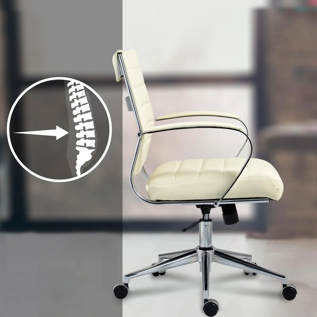 Design-Shop Kancelárska stolička Oakland - koženka - Krémová