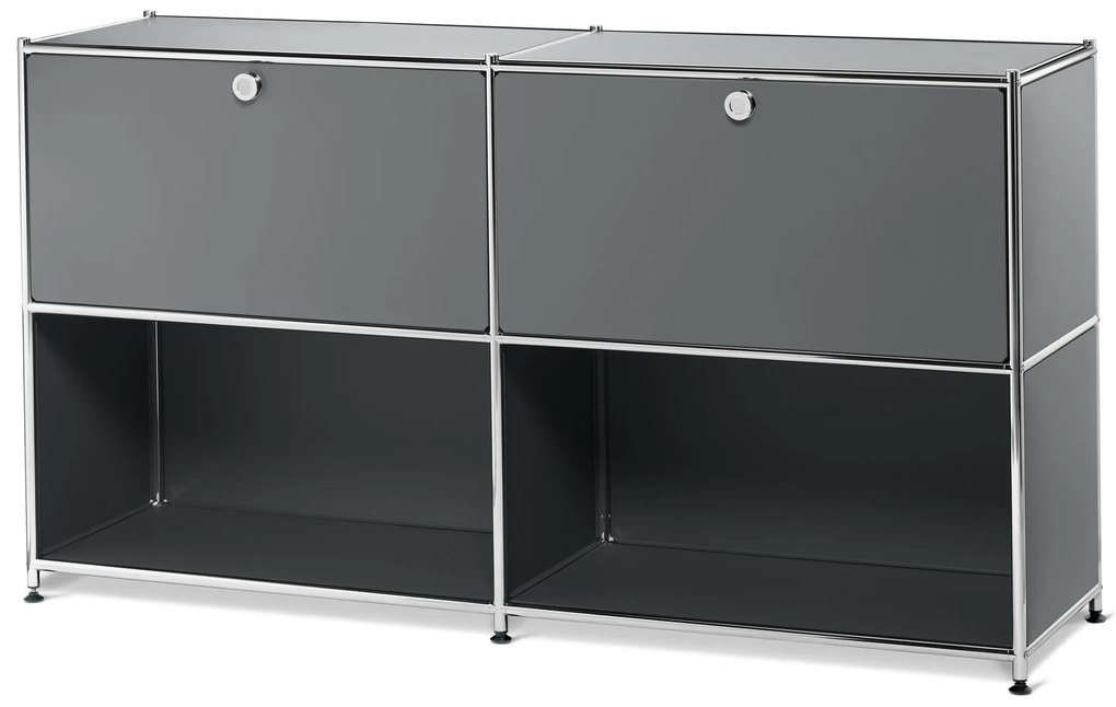 Kovová odkladacia skrinka »CN3« s nastaviteľnými výklopnými priehradkami, sivá