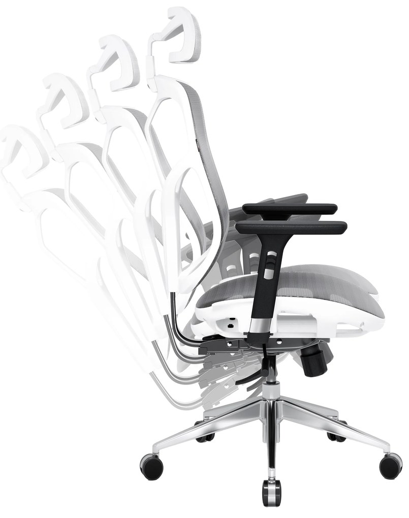 Kancelárska ergonomická stolička Diablo V-Basic, bielo-šedá
