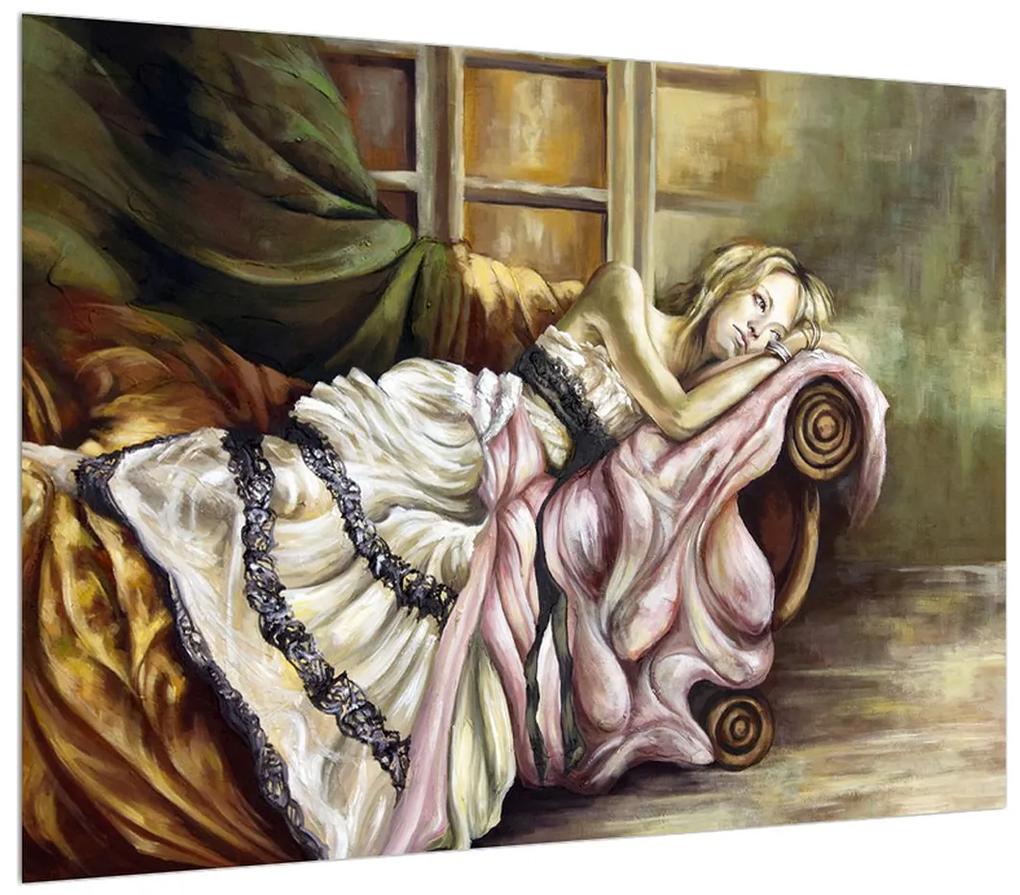 Obraz nešťastnej ženy v šatách (70x50 cm)