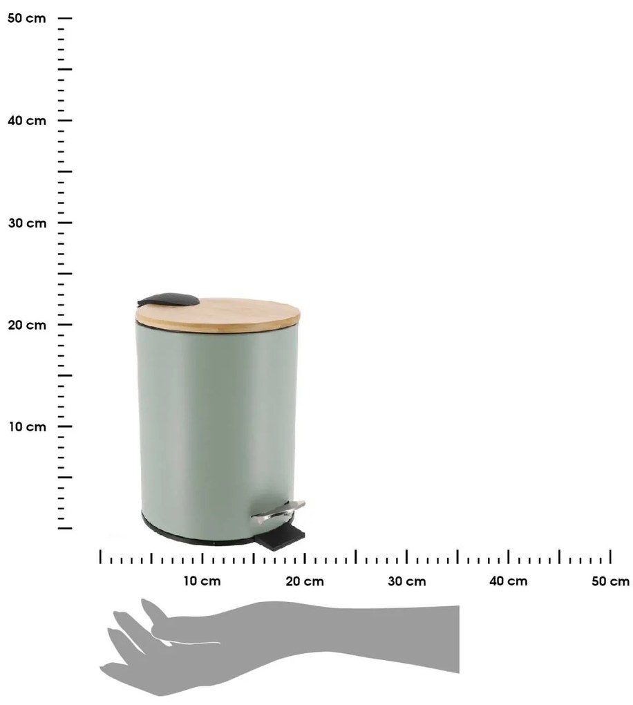 TENDANCE Odpadkový kôš Timeless, zelená/s drevenými prvkami, 2,5 l