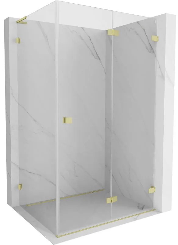 Mexen Lunar-F L, 1-krídlový sprchový kút so skladacími dverami, pravý, 95 x 80 cm, 8mm číre sklo, zlatý matný profil, 836L-095-080-55-00-P