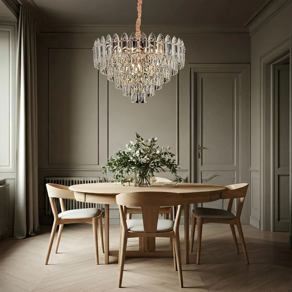 Toolight Toolight, krištáľové závesné svietidlo 50cm, 7xE14, G057-CP, zlatá, OSW-08991