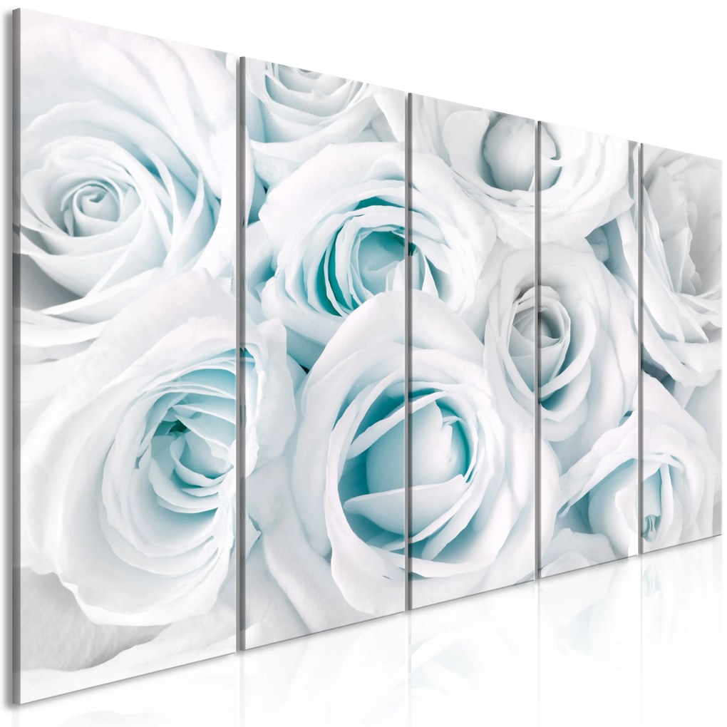 Artgeist Obraz - Satin Rose (5 Parts) Narrow Turquoise Veľkosť: 200x80, Verzia: Premium Print