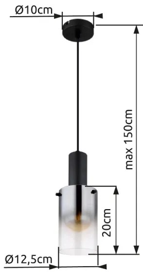 Globo 15907H - Luster na lanku FLORENTINA 1xE27/40W/230V pr. 12,5 cm čierna