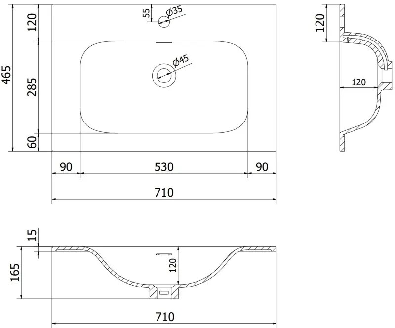 Mexen Orio, kúpeľňová skrinka 70 cm s umývadlom Vela, 2 zásuvky, biela matná, 91A10-07047-2-BFF01-W23M01