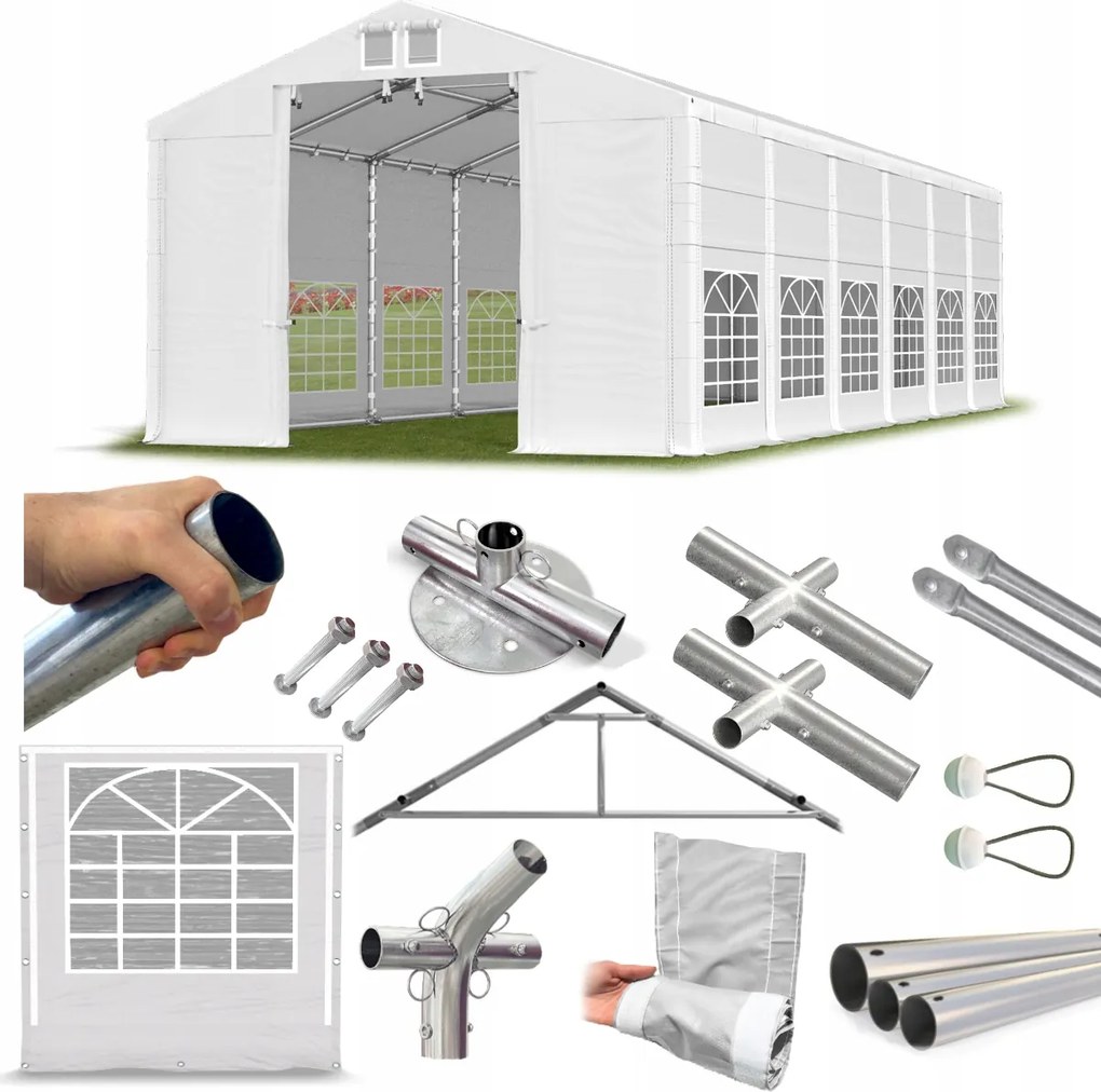 Záhradný stan 6x12 m [4 m] Pavilónová hala Das 560 W