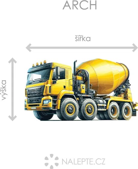 Auto miešačka textilní prelepiteľná nálepka na stenu hárok 45 x 25 cm