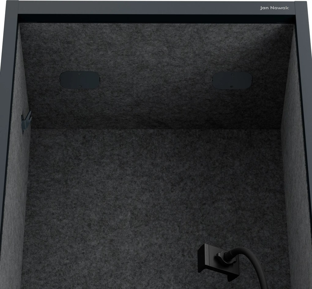 Akustická kabína SALLY MentalBox 600 mm – antracitový korpus, tmavosivé sedadlo